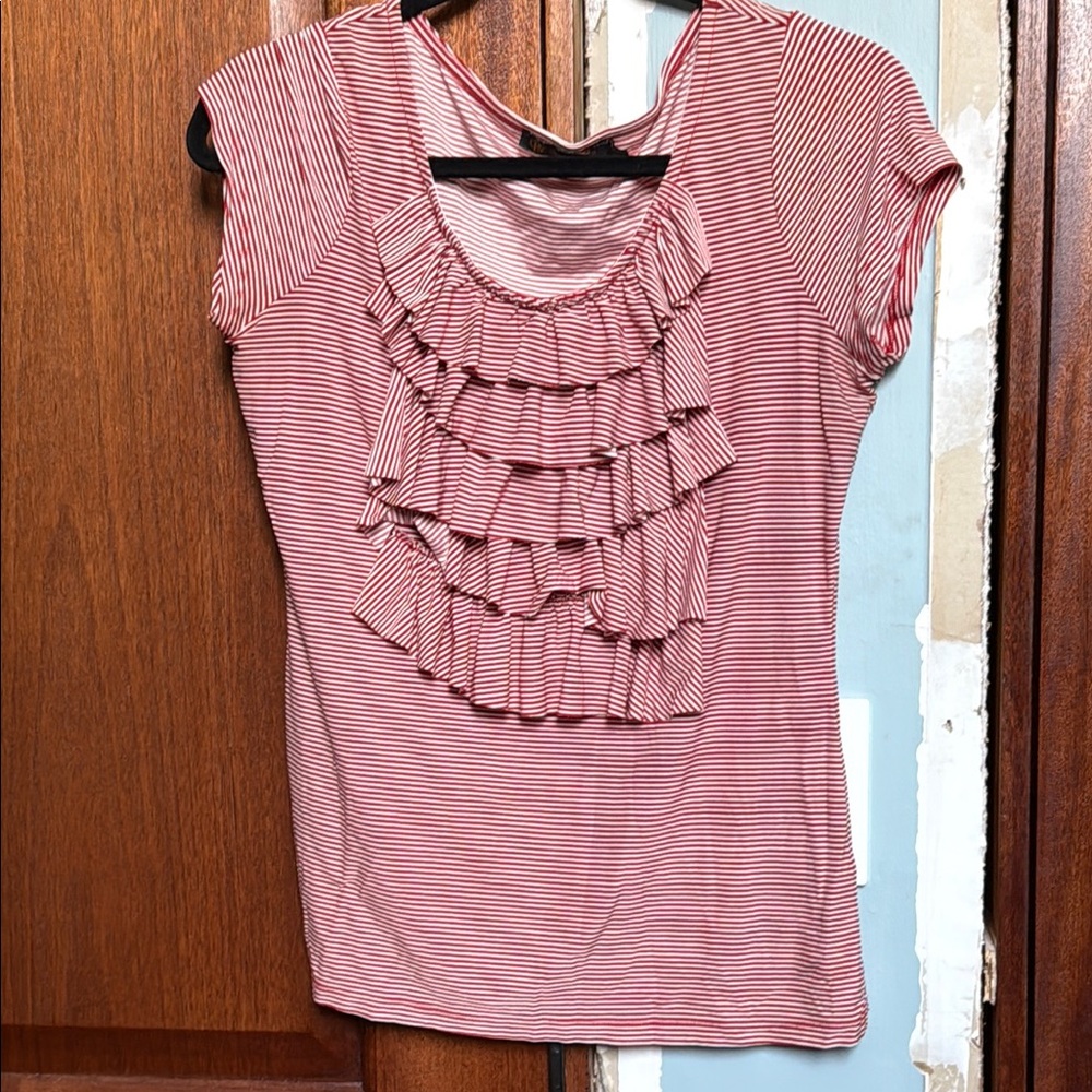 Striped Red Ruffle Top